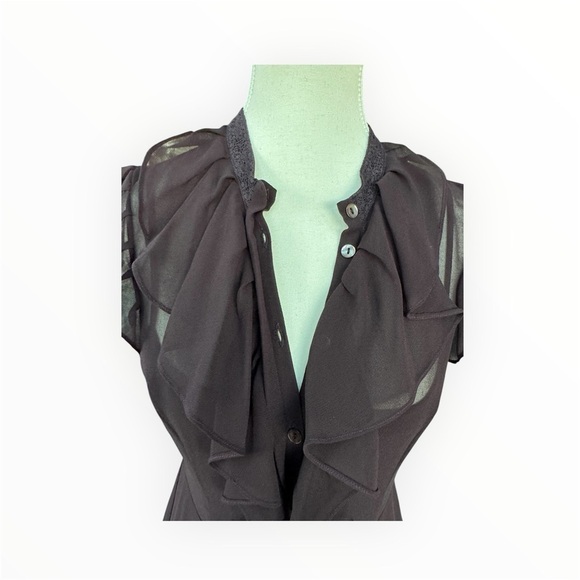 Needle & Thread Victorian Ruffle Midi Dress Plum Purple Lace Flutter Sleeve Sz 6 - Picture 8 of 12